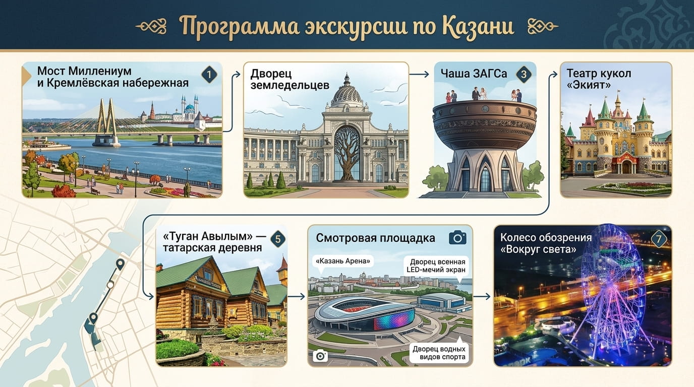 Ночная экскурсия по Казани — город в огнях